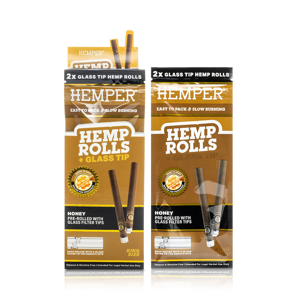 Hemper Pre-Rolled 2PK Glass Tipped Hemp Rolls | King Size - 12ct Display