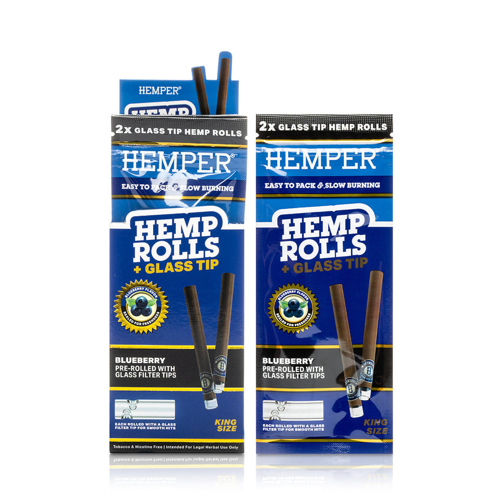Hemper Pre-Rolled 2PK Glass Tipped Hemp Rolls | King Size - 12ct Display