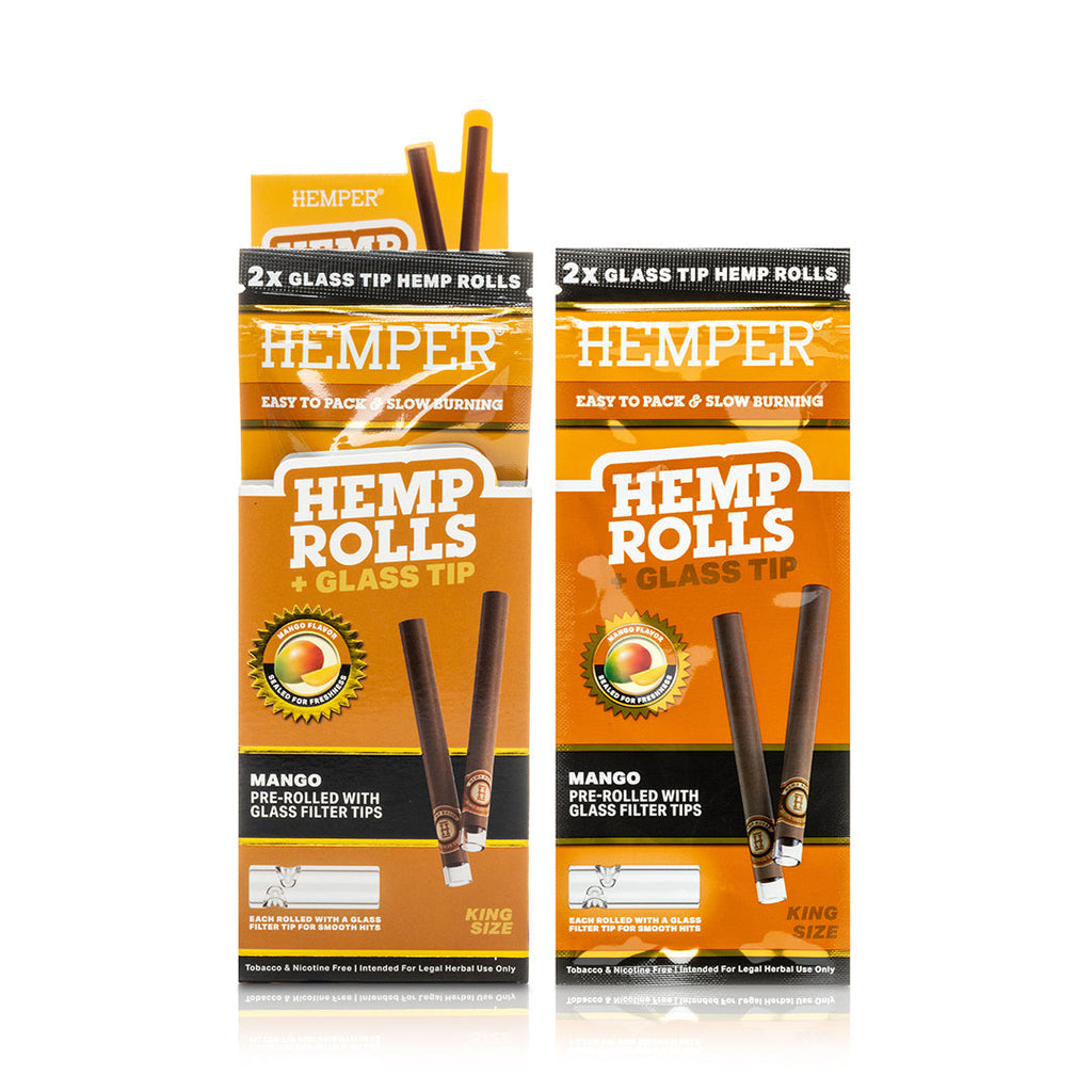 Hemper Pre-Rolled 2PK Glass Tipped Hemp Rolls | King Size - 12ct Display