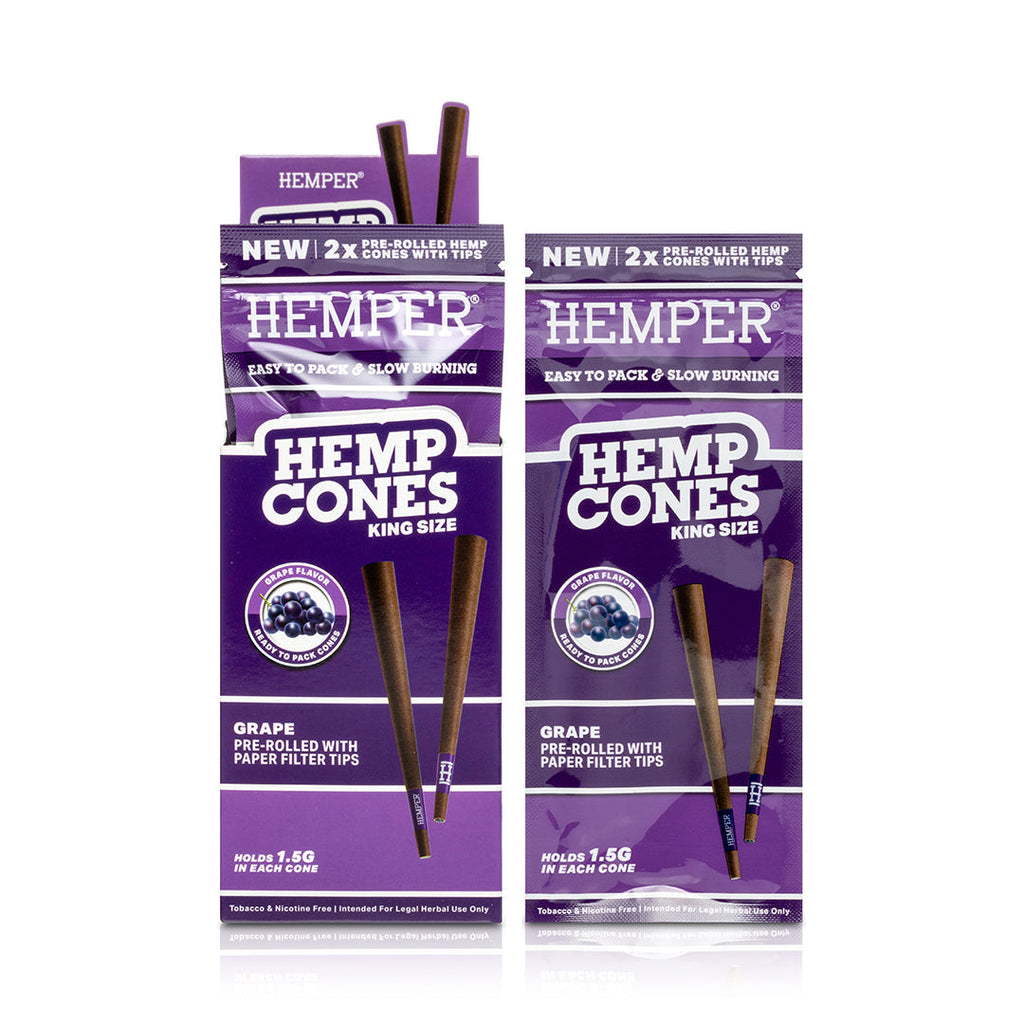 Hemper Pre-Rolled 2PK Paper Tip Hemp Cones | King Size - 12ct Display