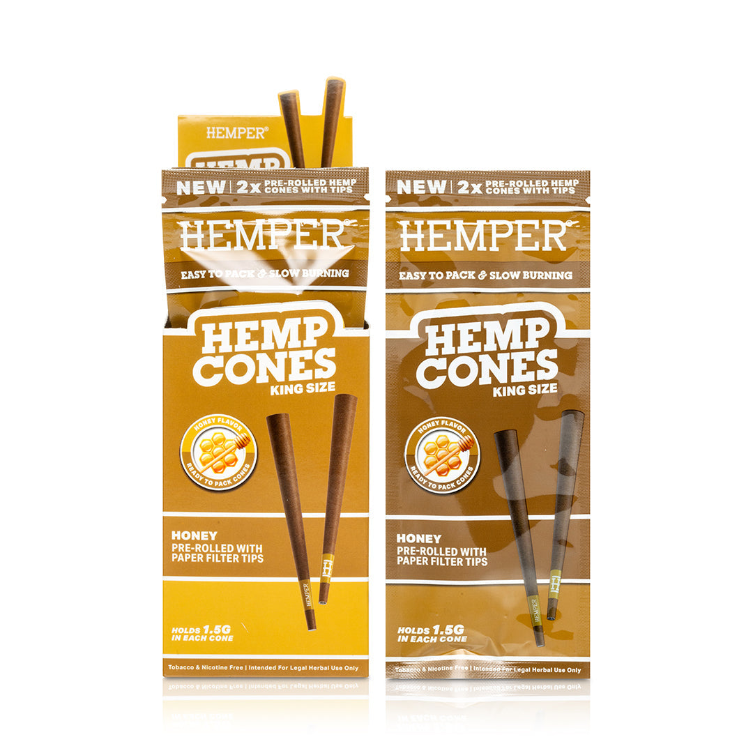 Hemper Pre-Rolled 2PK Paper Tip Hemp Cones | King Size - 12ct Display