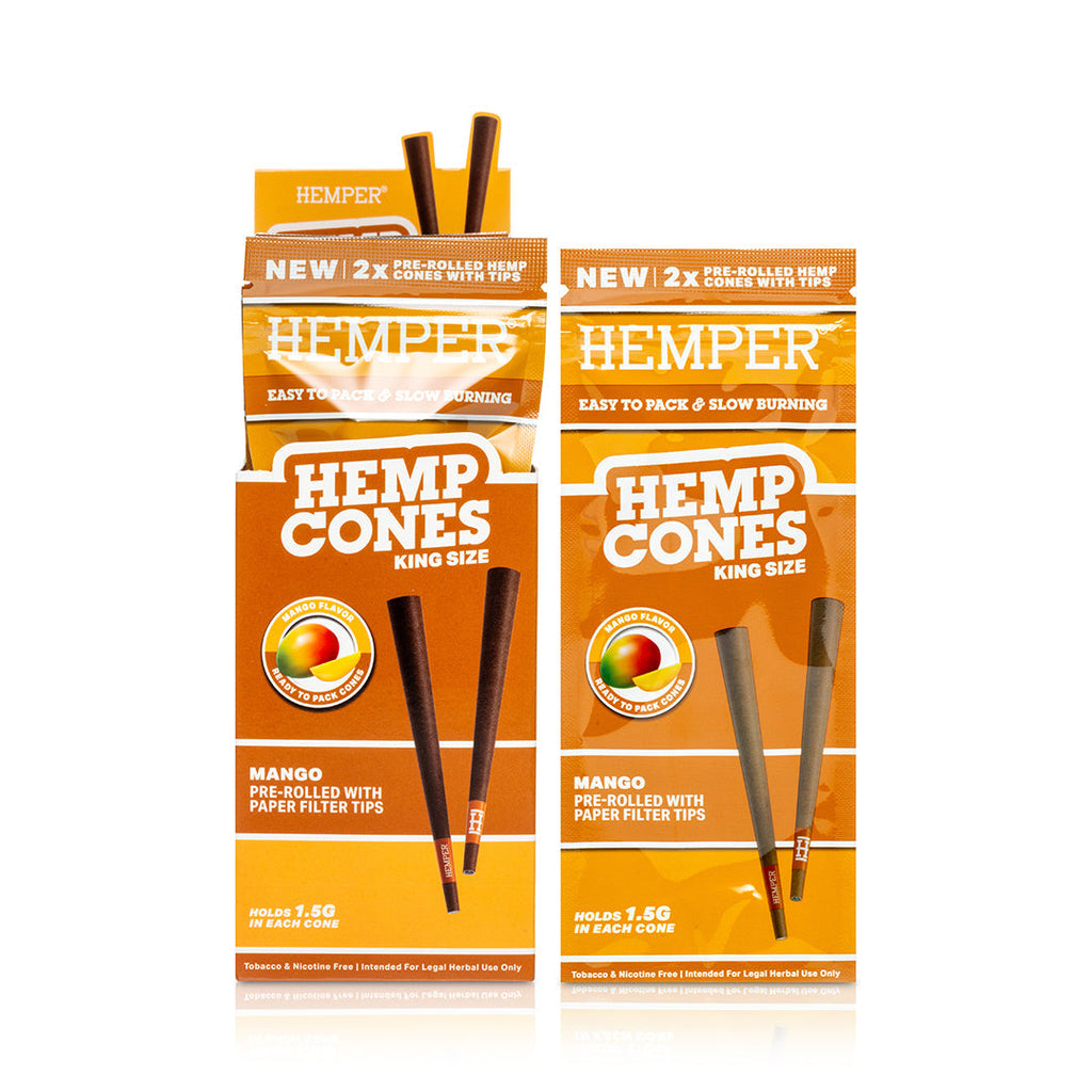 Hemper Pre-Rolled 2PK Paper Tip Hemp Cones | King Size - 12ct Display