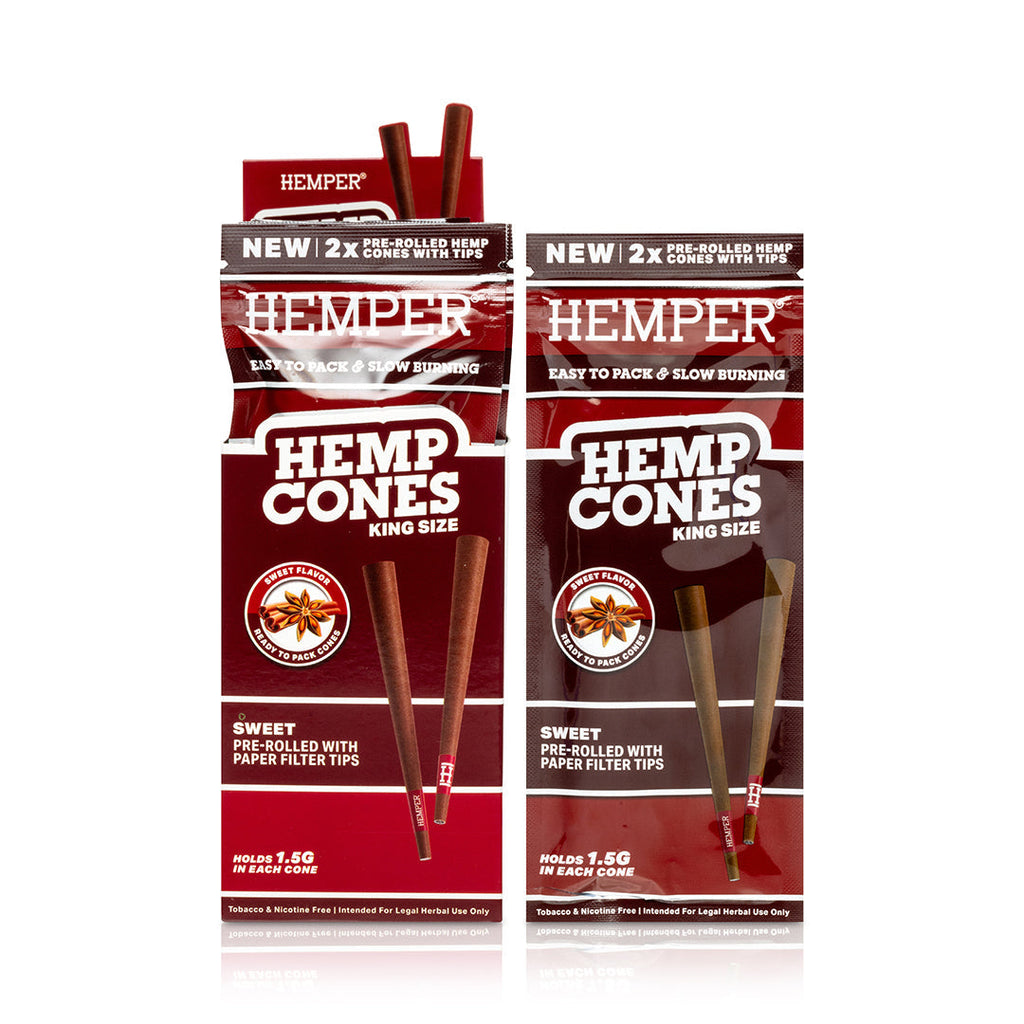 Hemper Pre-Rolled 2PK Paper Tip Hemp Cones | King Size - 12ct Display