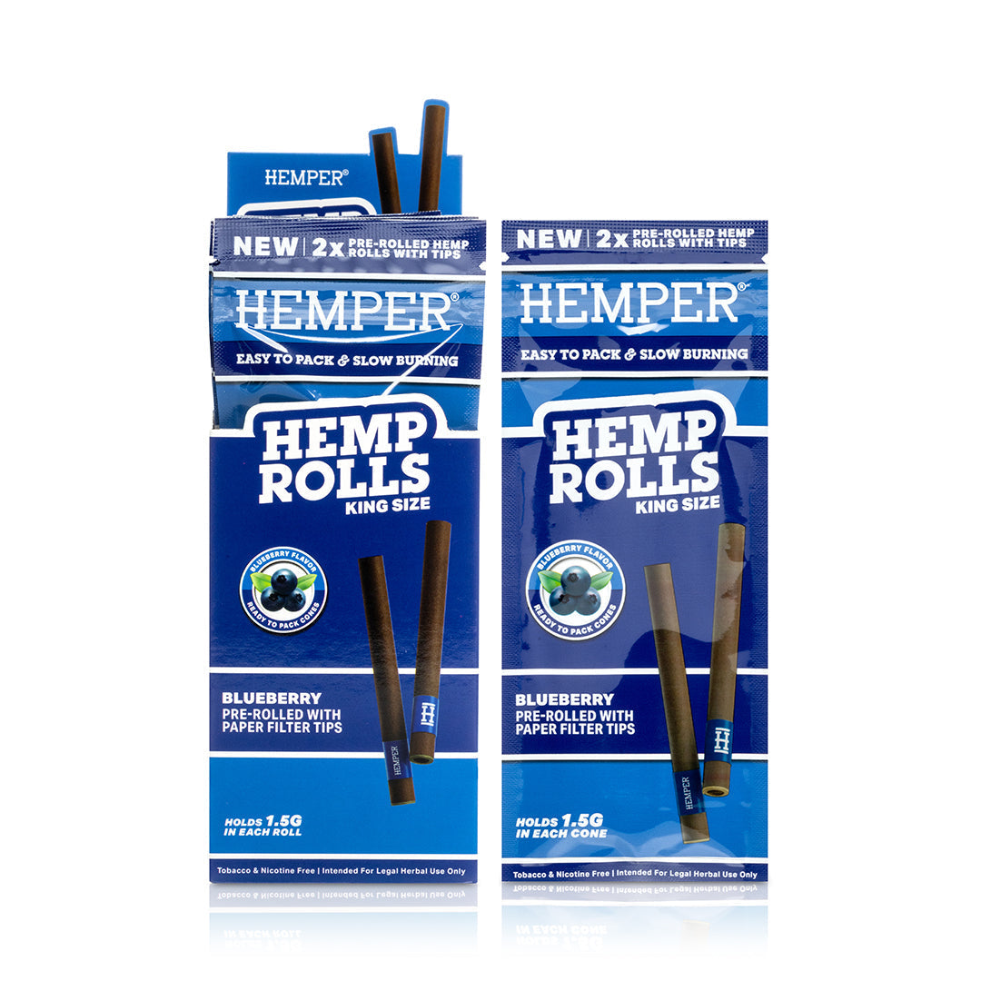 Hemper Pre-Rolled 2PK Paper Tip Hemp Rolls | King Size - 12ct Display