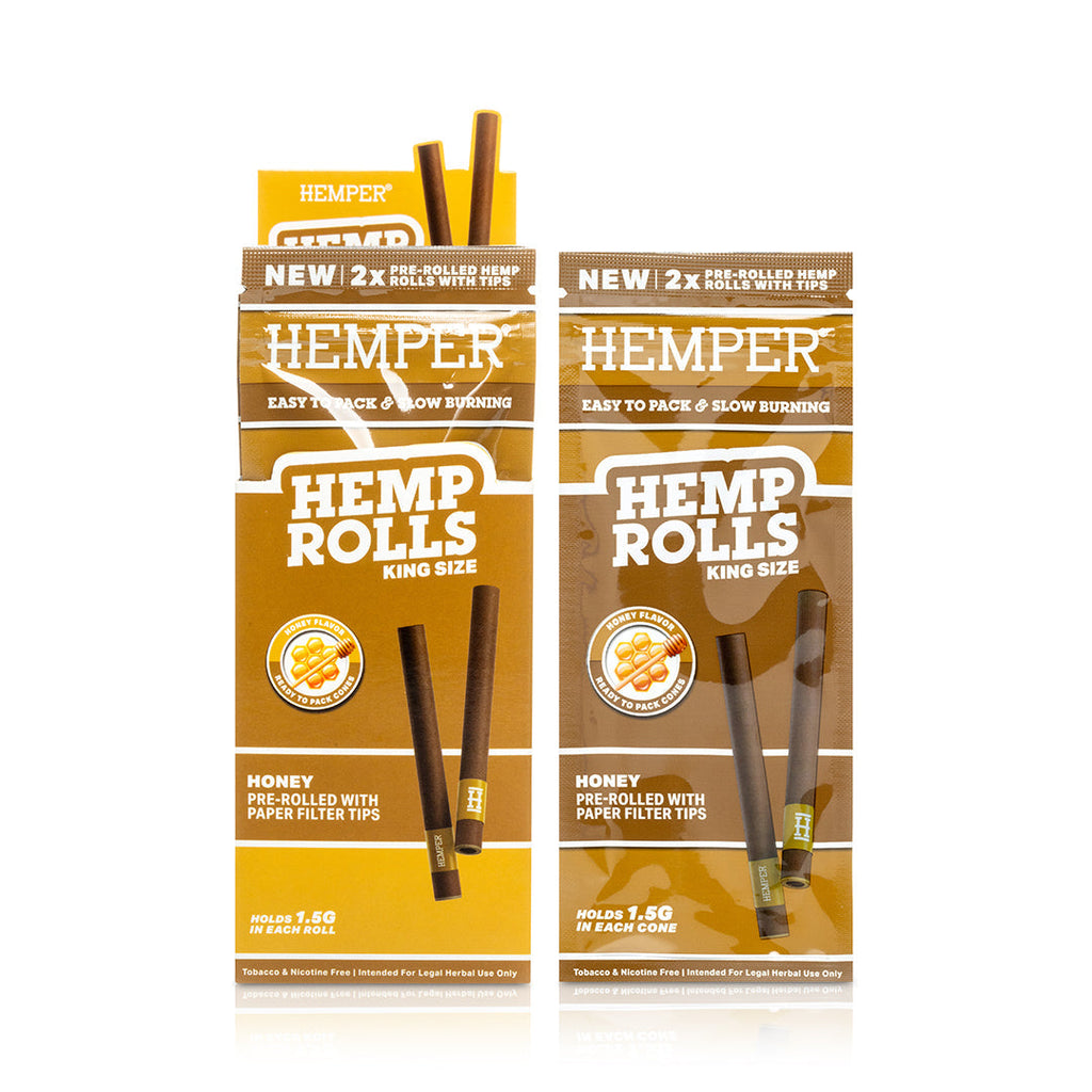 Hemper Pre-Rolled 2PK Paper Tip Hemp Rolls | King Size - 12ct Display