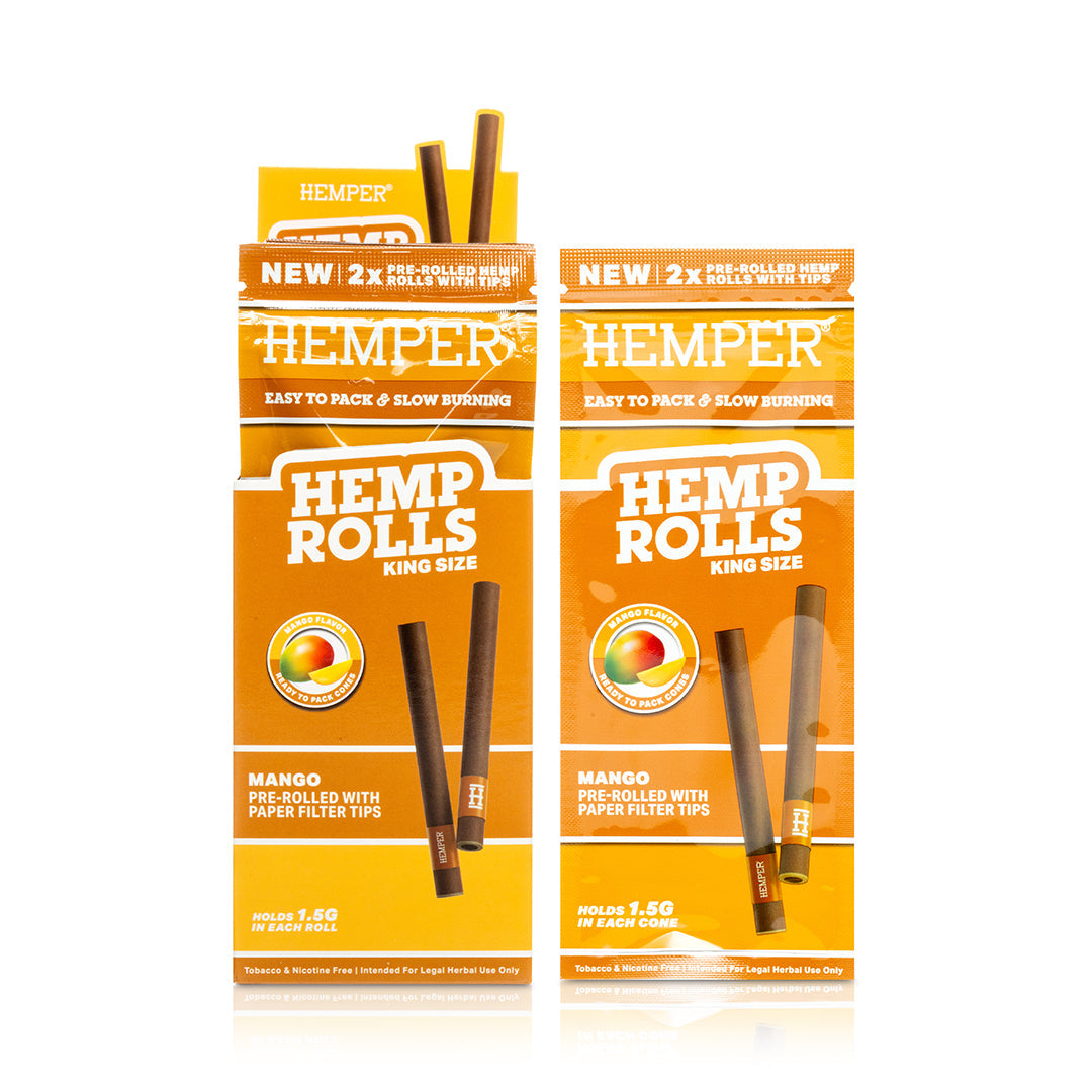 Hemper Pre-Rolled 2PK Paper Tip Hemp Rolls | King Size - 12ct Display