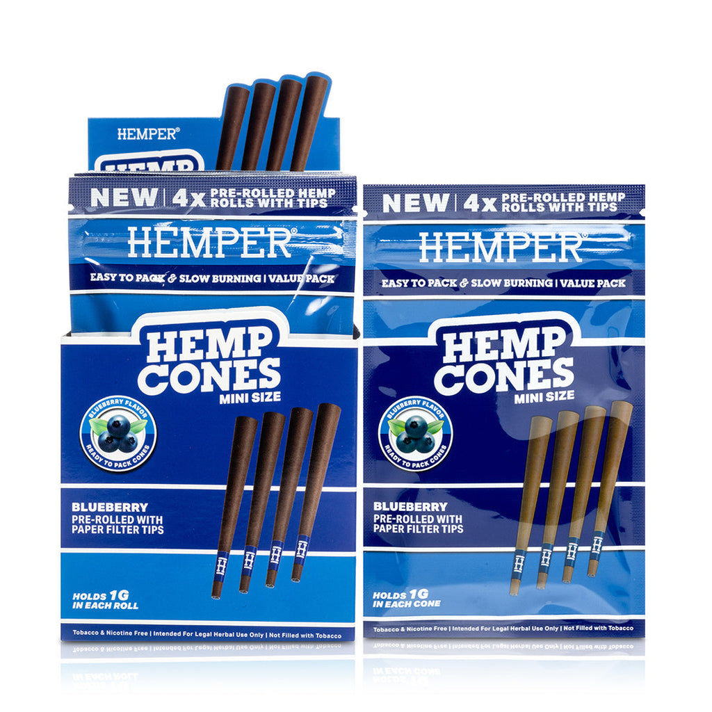 Hemper Pre-Rolled 4PK Paper Tip Hemp Cones | Mini Size - 12ct Display