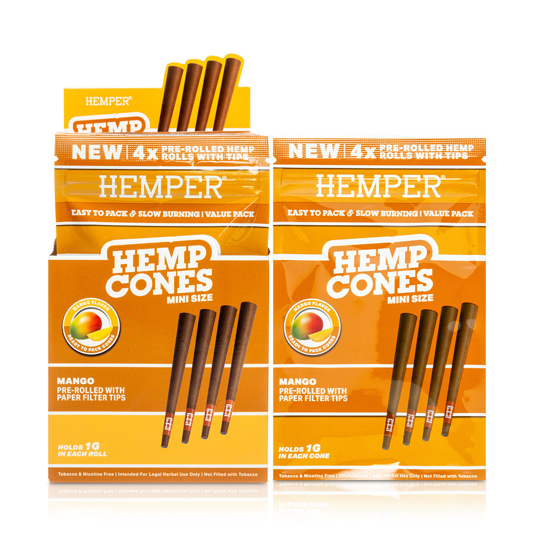 Hemper Pre-Rolled 4PK Paper Tip Hemp Cones | Mini Size - 12ct Display