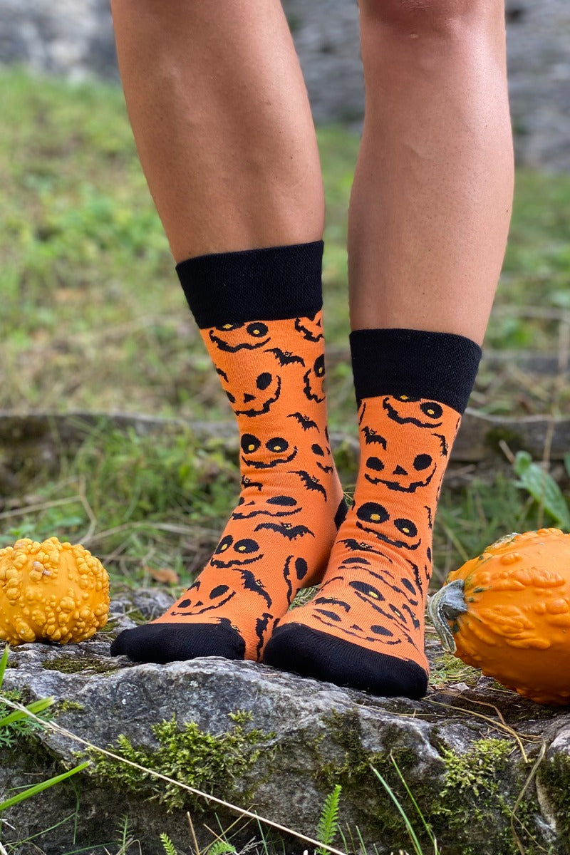 Pumpkin Face Halloween Socks