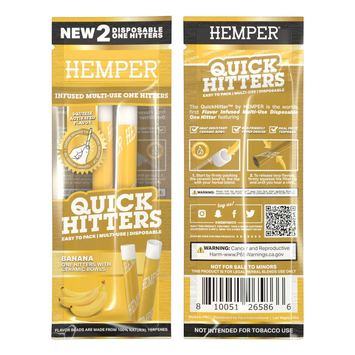 Hemper Quick Hitters | 2PK Disposable Banana One Hitter | 20ct Display