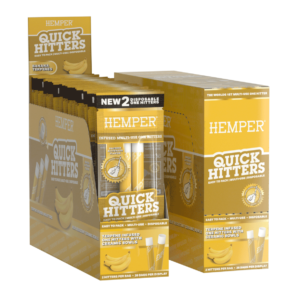 Hemper Quick Hitters | 2PK Disposable Banana One Hitter | 20ct Display