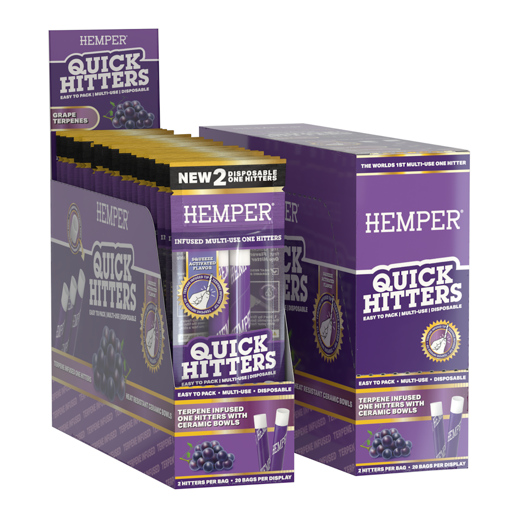 Hemper Quick Hitters | 2PK Disposable Grape One Hitter | 20ct Display