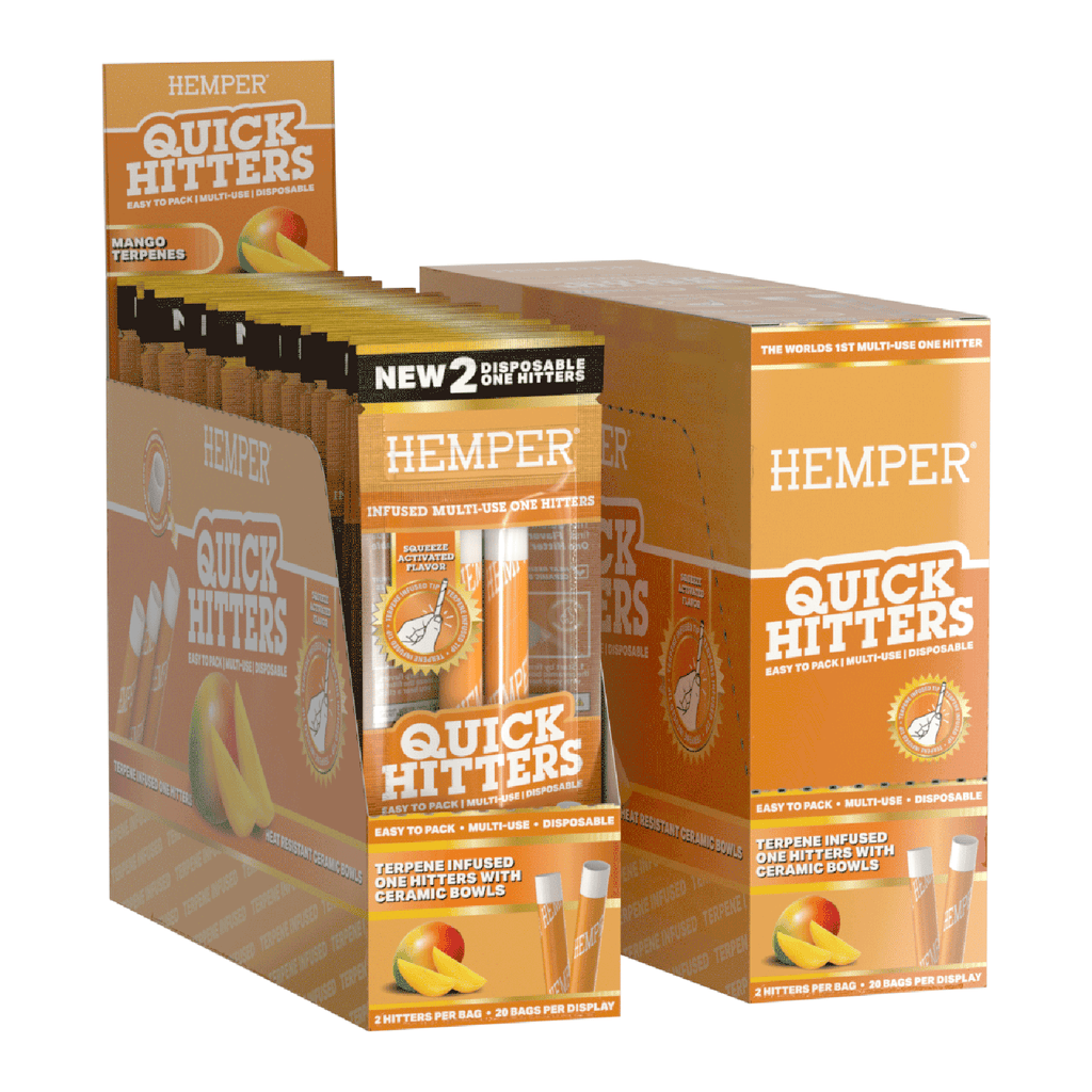 Hemper Quick Hitters | 2PK Disposable Mango One Hitter | 20ct Display