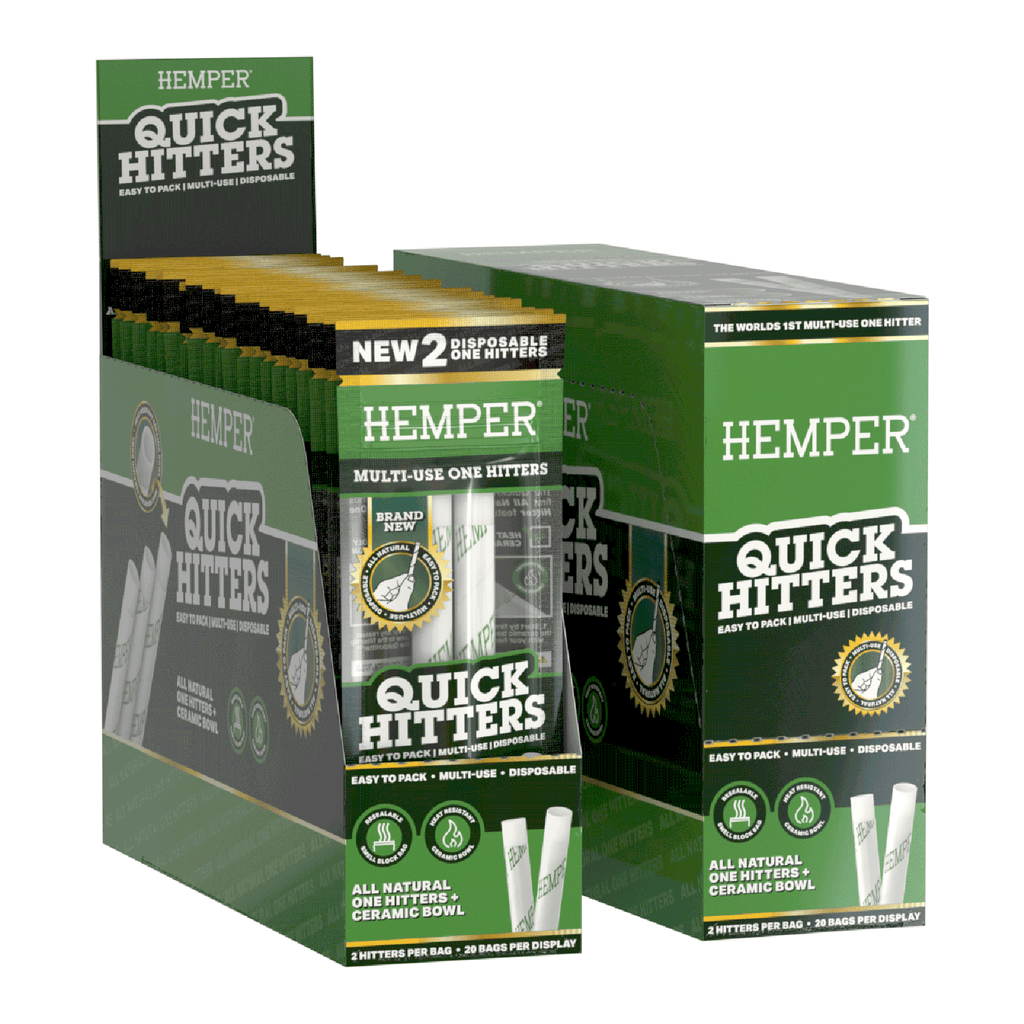 Hemper Quick Hitters | 2PK Disposable One Hitter (Unflavored) | 20ct Display