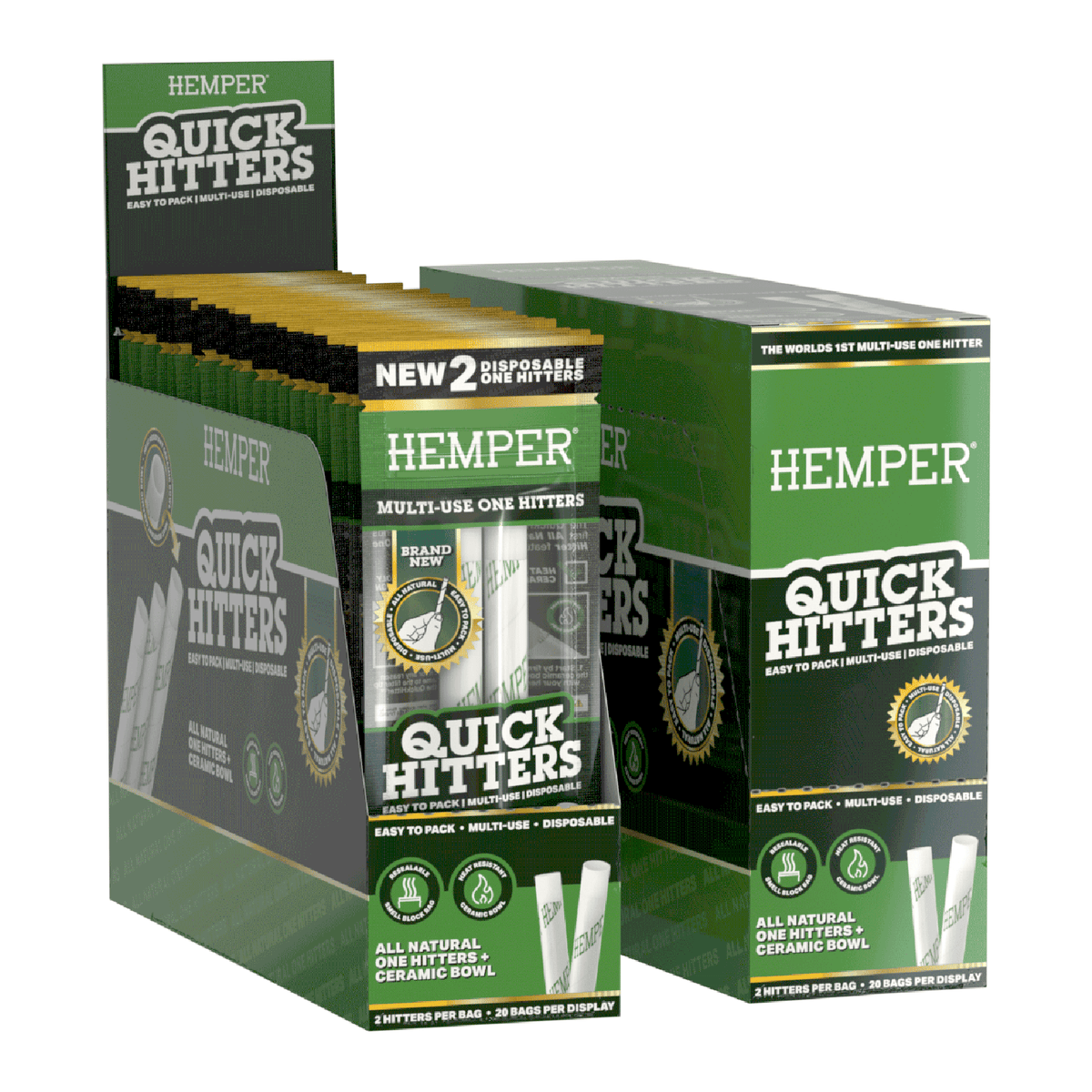 Hemper Quick Hitters | 2PK Disposable One Hitter (Unflavored) | 20ct Display