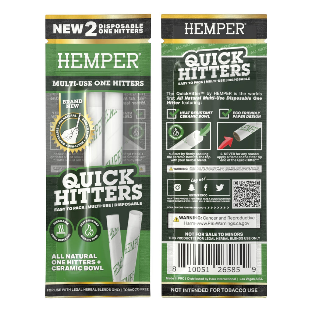 Hemper Quick Hitters | 2PK Disposable One Hitter (Unflavored) | 20ct Display