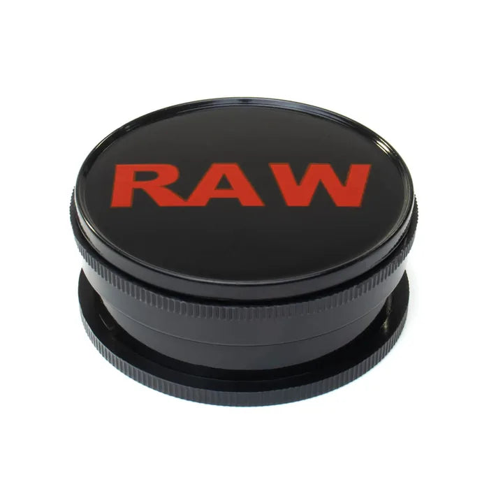 RAW Magnetic No.1 black grinder with red RAW logo, closed
