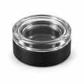 RD-9ML round black storage container with clear lid on white background