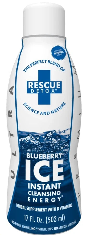 Rescue Detox ICE Ultra Premium Blueberry 17 fl oz bottle on white background