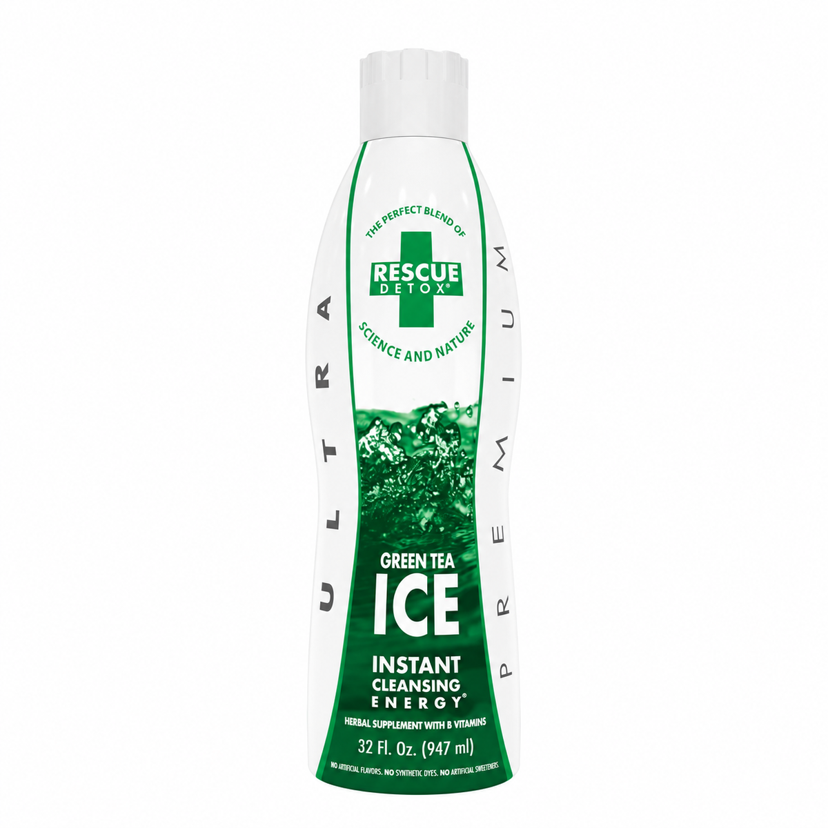 Rescue Detox ICE Ultra Premium — Green Tea — 32 fl oz on white background