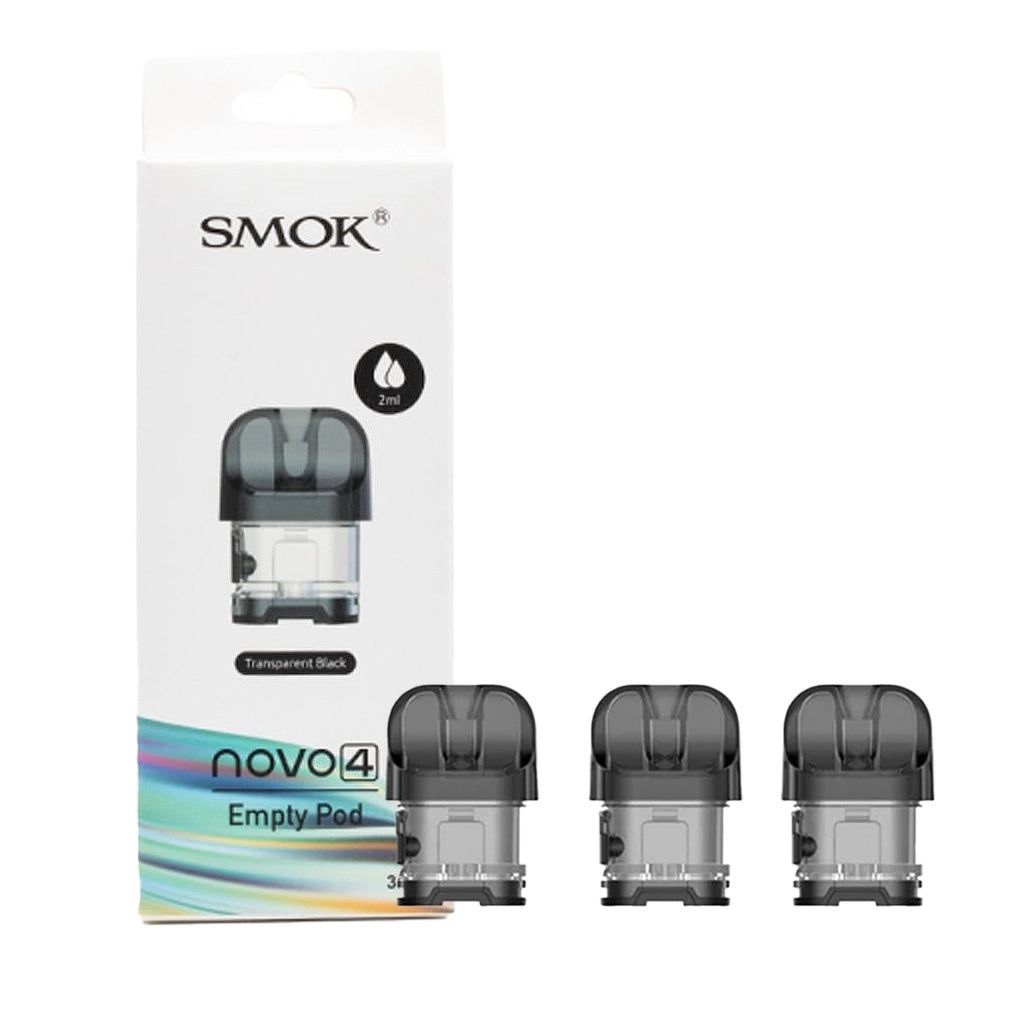 SMOK Novo 4 empty 2ml replacement pod three-pack with retail packaging