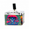 Smokezilla Mushroom Skull square push-top ashtray, edited supplier photo on white background