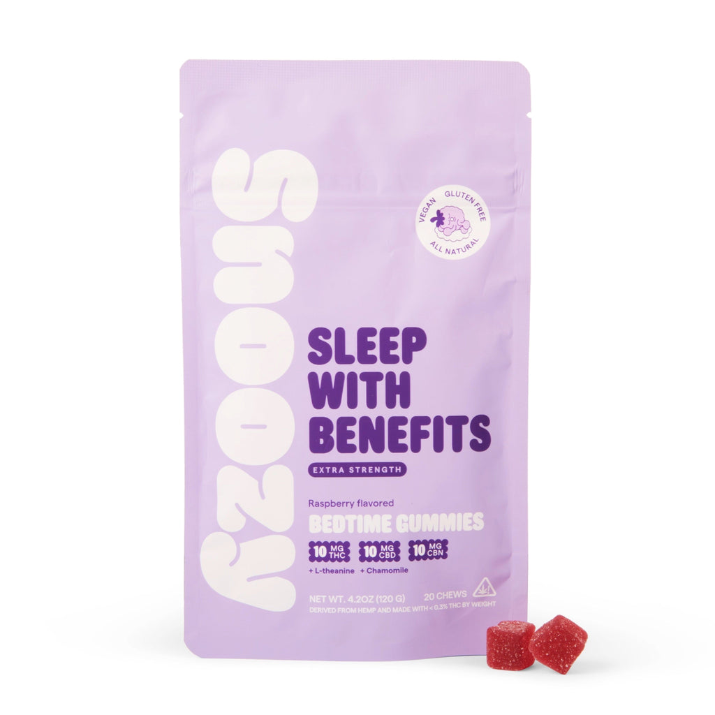 Snoozy Sleep With Benefits Extra Strength Raspberry 20 count front on white