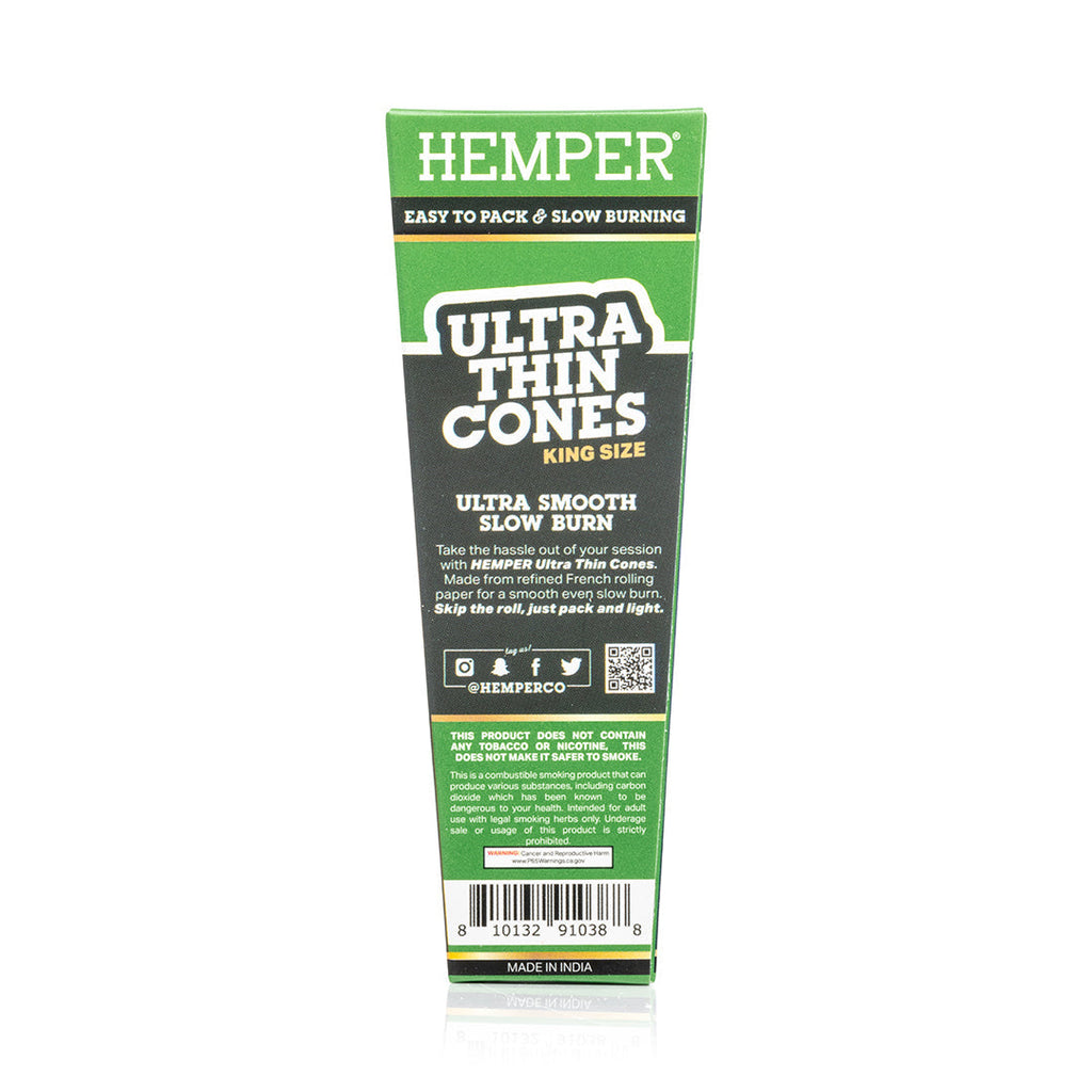Hemper 3PK King Size Pre-Rolled Cones | Unbleached Paper - 24ct Display