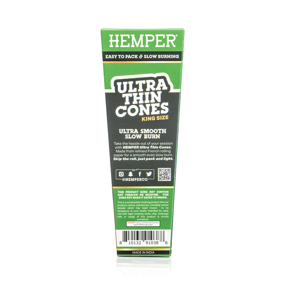 Hemper 3PK King Size Pre-Rolled Cones | Unbleached Paper - 24ct Display
