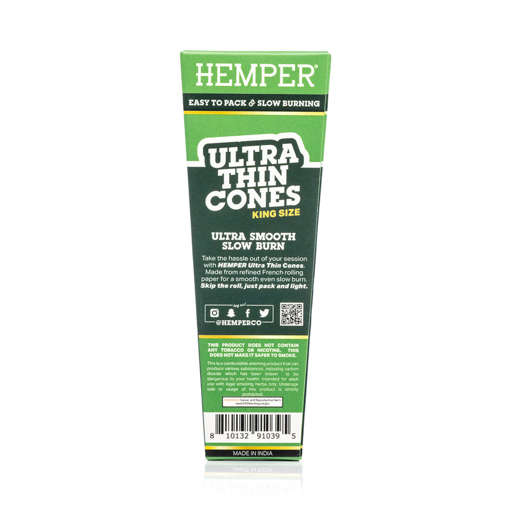Hemper 3PK King Size Pre-Rolled Cones | French White Paper - 24ct Display