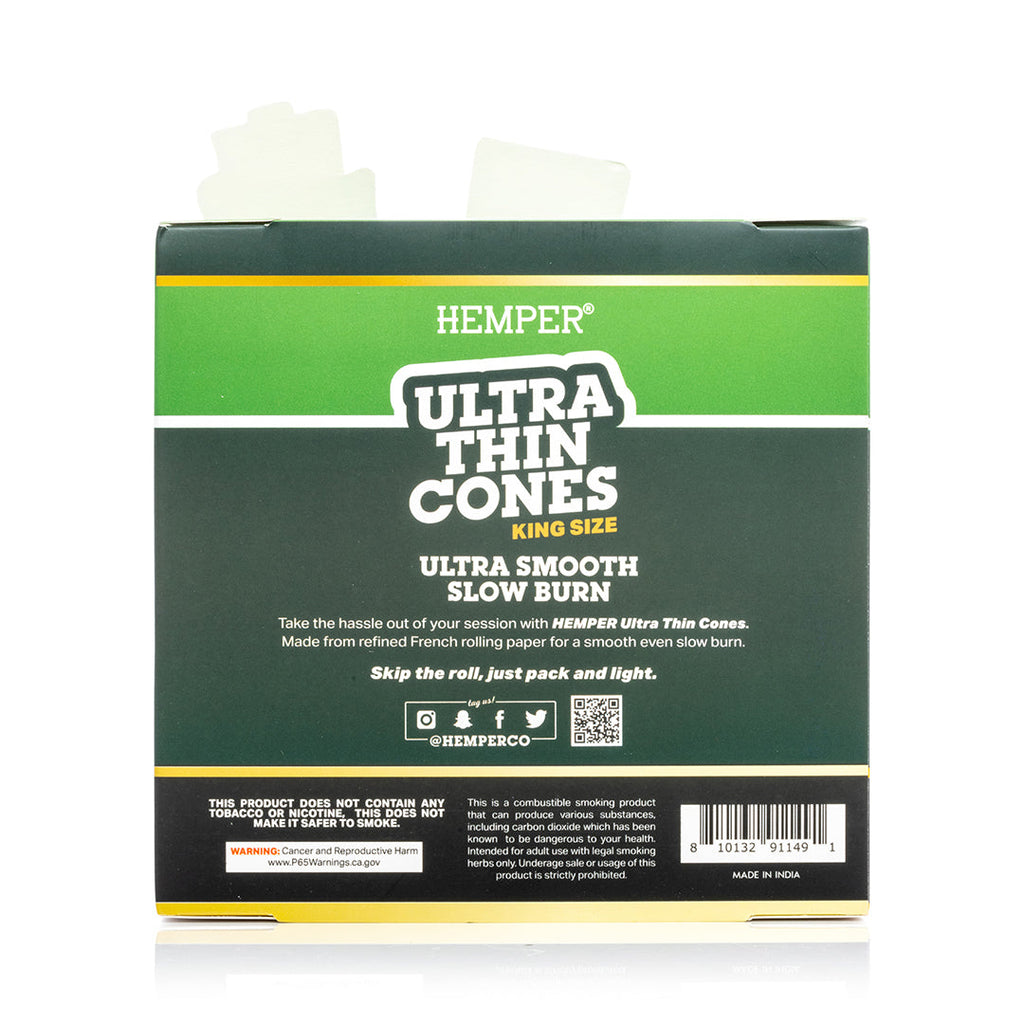 Hemper 3PK King Size Pre-Rolled Cones | French White Paper - 24ct Display