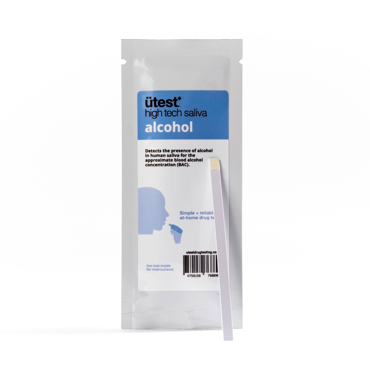 Ütest High Tech Saliva Alcohol Test — sealed pouch and test strip
