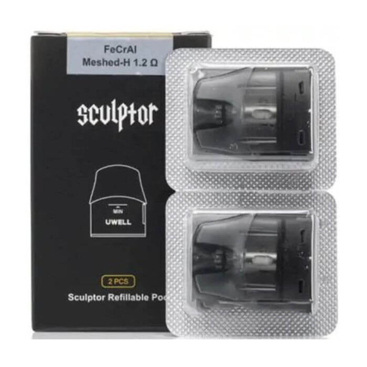 Uwell Sculptor Refillable Replacement Pod 1.2 ohm two-pack packaging