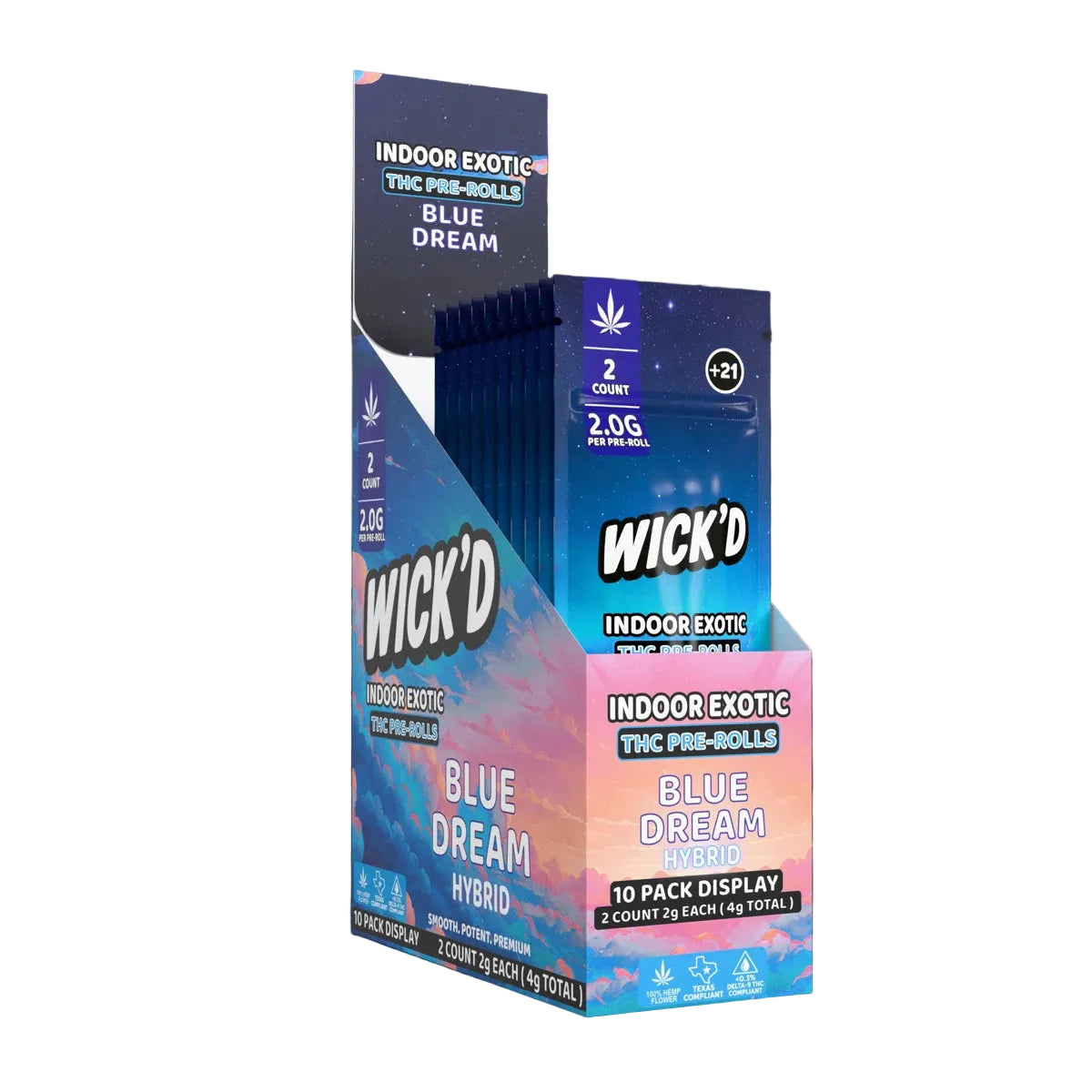 Wick'd Indoor Exotic THC Pre-Rolls – 2 Pack / 4 g – Blue Dream