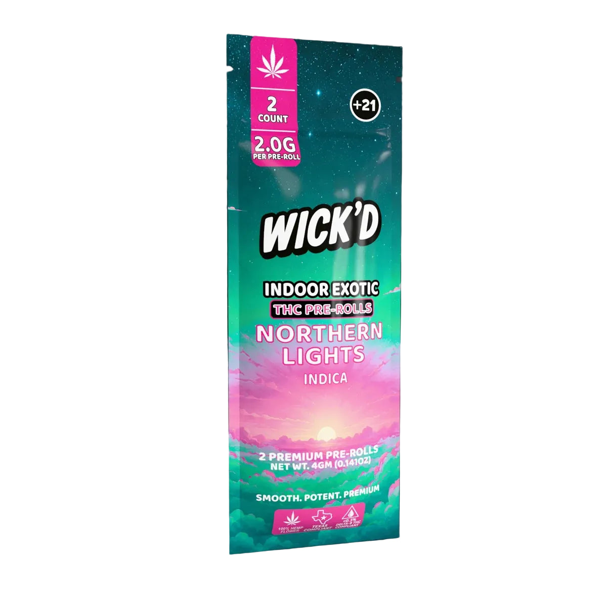 Wick'd Indoor Exotic THC Pre-Rolls – 2 Pack / 4 g – Northern Lights