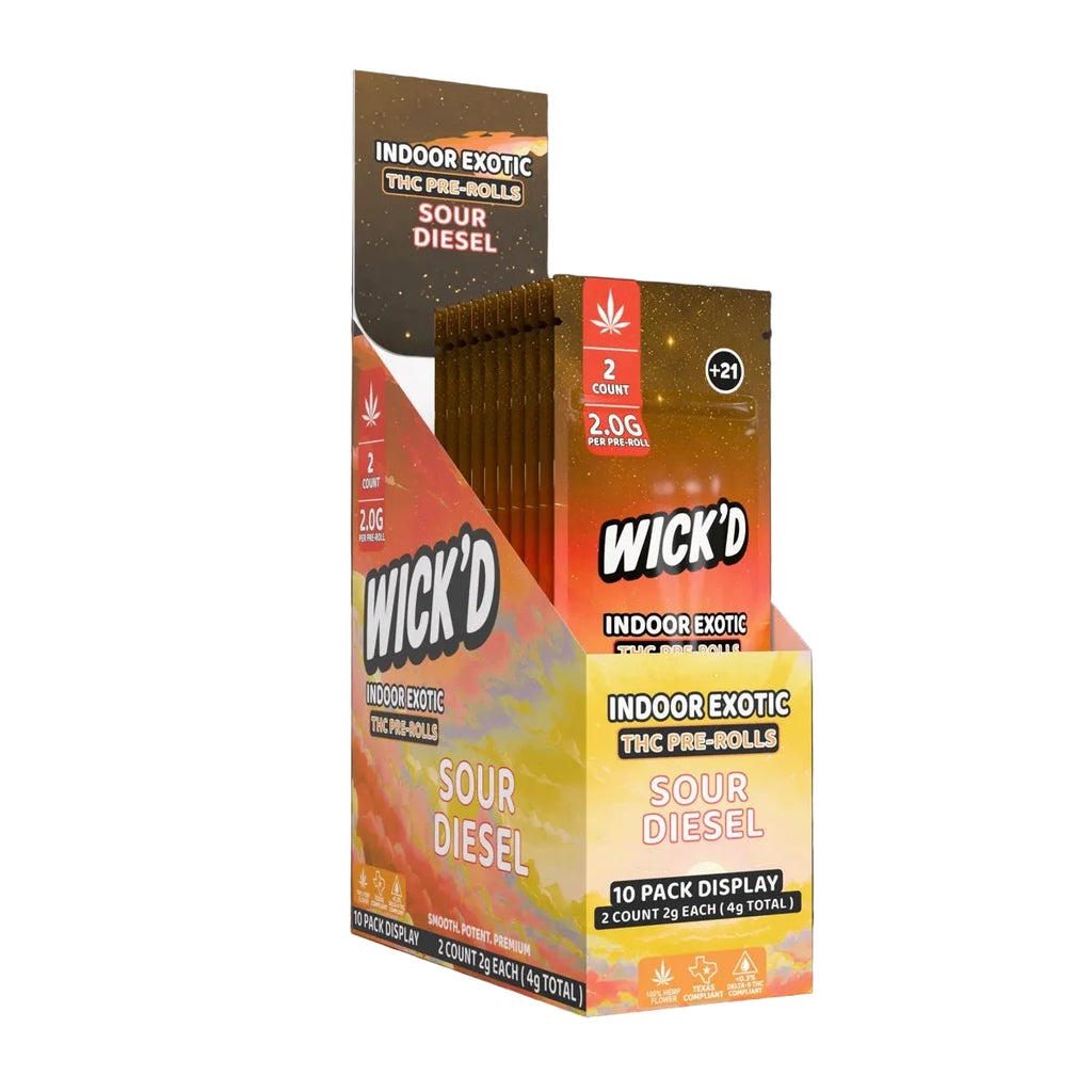 Wick'd Indoor Exotic THC Pre-Rolls – 2 Pack / 4 g – Sour Diesel