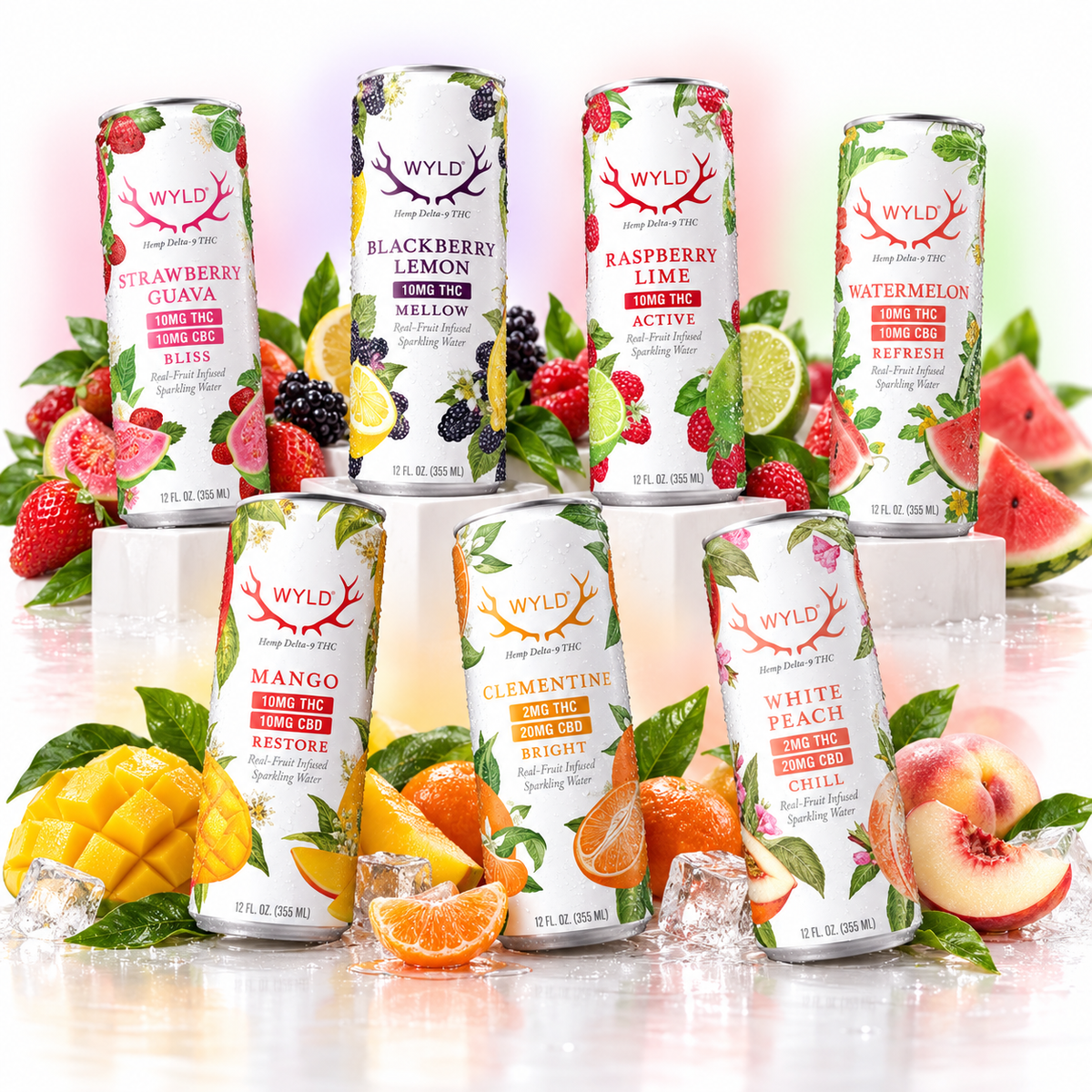 WYLD Hemp THC Sparkling Water seven-flavor showcase